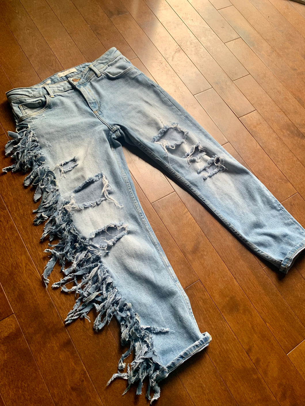 Fringe Distressed Jeans